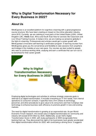 why is digital transformation necessary for every