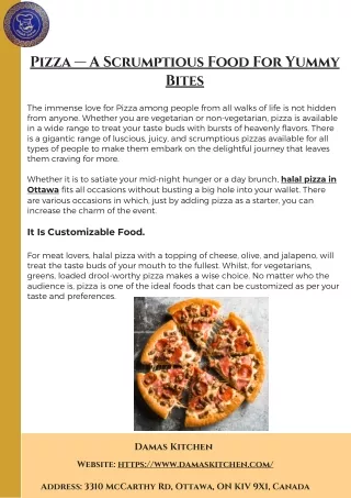 Pizza — A Scrumptious Food For Yummy Bites | Damas Kitchen