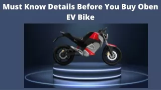 Must Know Details Before You Buy Oben EV Bike