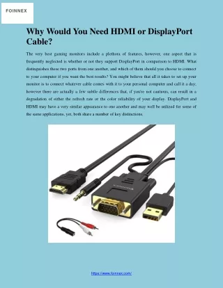 Why Would You Need HDMI Or Displayport Cable