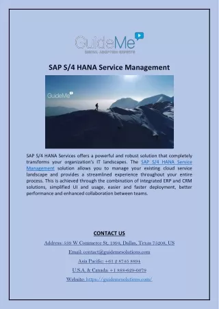 SAP S4 HANA Service Management