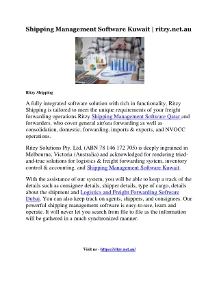 Shipping Management Software Kuwait | ritzy.net.au