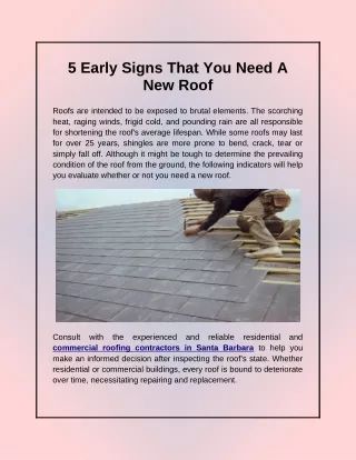 5 Early Signs That You Need A New Roof