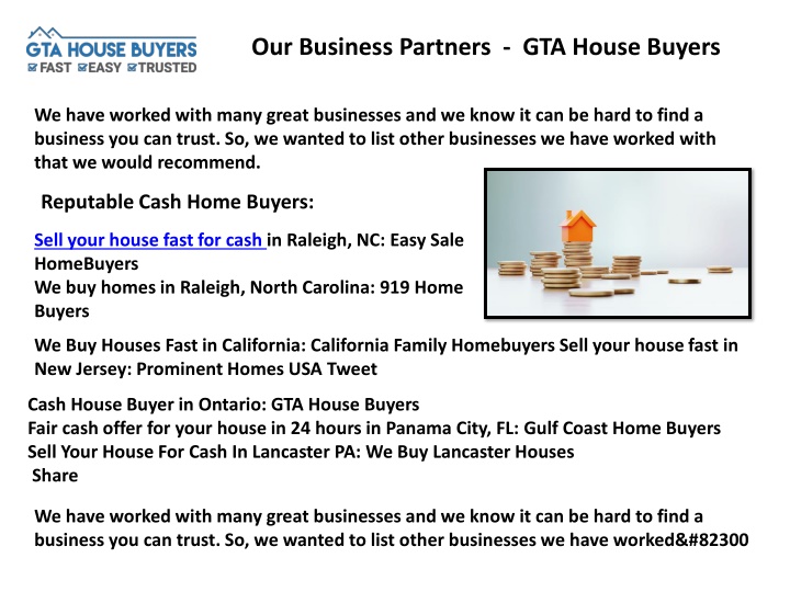 our business partners gta house buyers