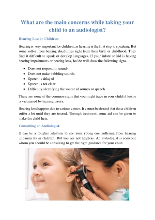 Main concerns while taking your child to an audiologist