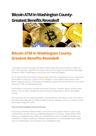 Bitcoin ATM In Washington County