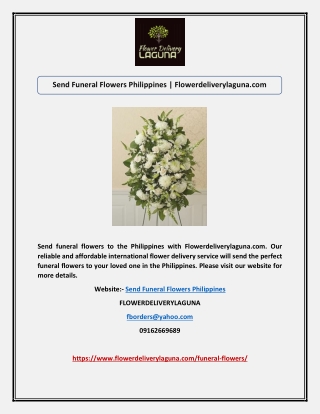 Send Funeral Flowers Philippines | Flowerdeliverylaguna.com
