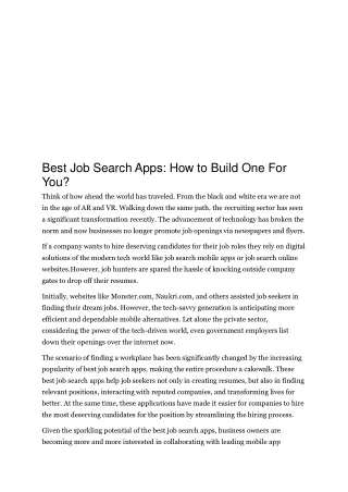 Best Job Search Apps How to Build One For You