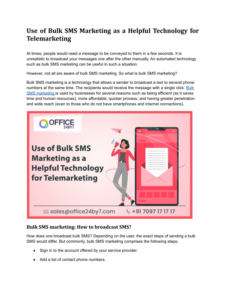 use of bulk sms marketing as a helpful technology