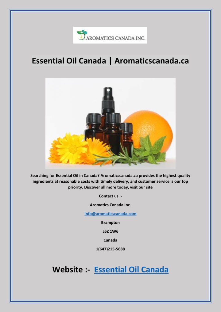 essential oil canada aromaticscanada ca