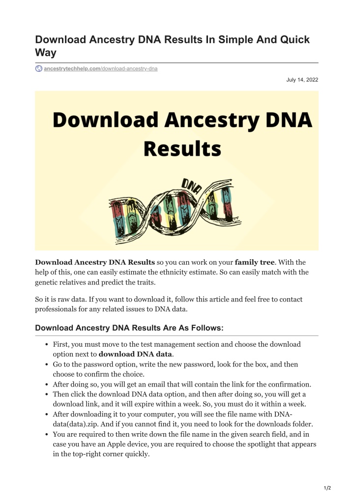 download ancestry dna results in simple and quick