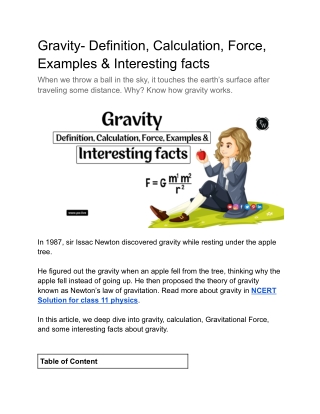 Gravity- Definition, Principle, Calculation & Interesting facts