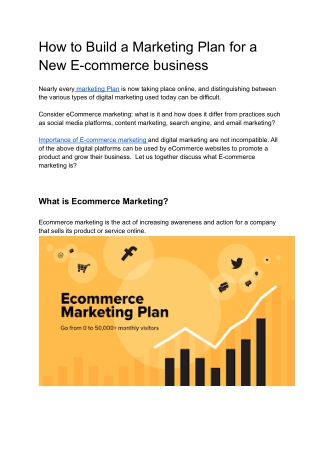 How to Build a Marketing Plan for a New E-commerce business