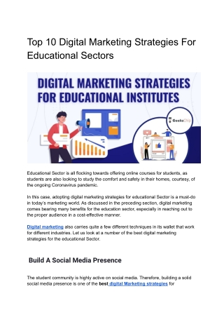 Digital marketing strategies for education sectors