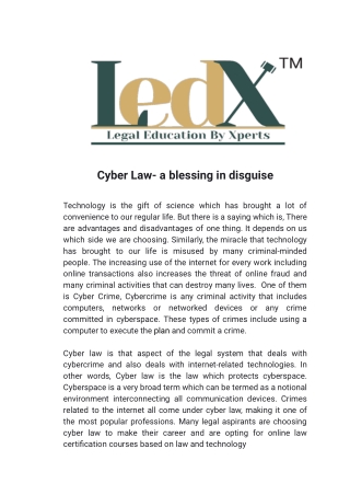 cyber law a blessing in disguise