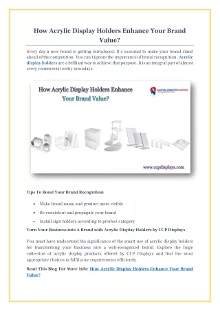 how acrylic display holders enhance your brand