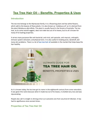 Tea Tree Hair Oil - Benefits, Properties & Uses