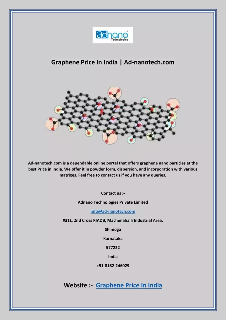 graphene price in india ad nanotech com