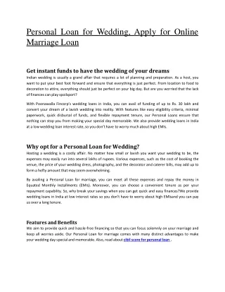 Marriage Loan | Online Personal Loan For Wedding | Poonawalla Fincorp