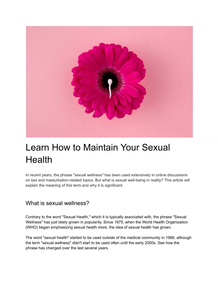 learn how to maintain your sexual health