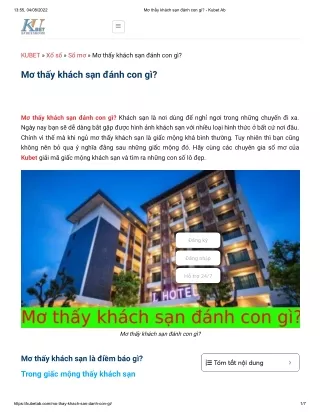 Mơ thấy khách sạn đánh con gì_ - Kubet Ab