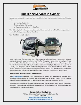 Bus Hiring Services in Sydney