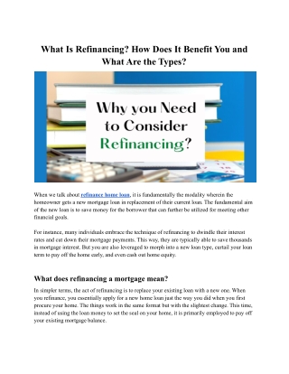 Why do you Need to Consider Refinancing? RCD Capital