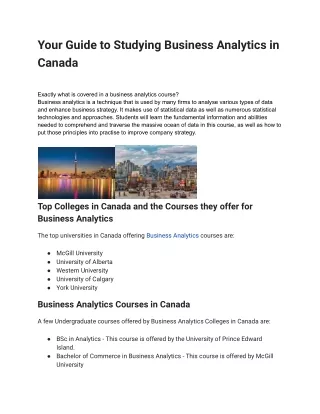 Your Guide to Studying Business Analytics in Canada