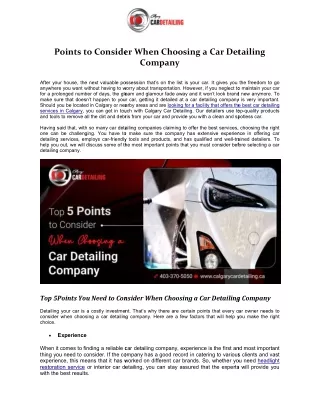 points to consider when choosing a car detailing