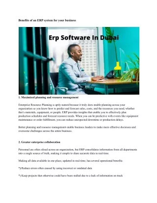 benefits of an erp system for your business