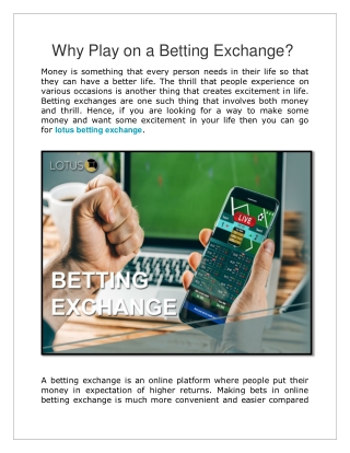 Why Play on a Betting Exchange