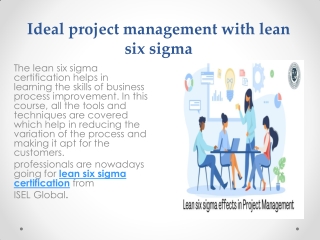 Ideal project management with six sigma