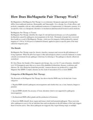 How Does BioMagnetic Pair Therapy Work?