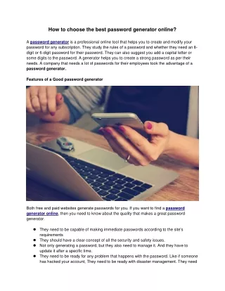How to choose the best password generator online?