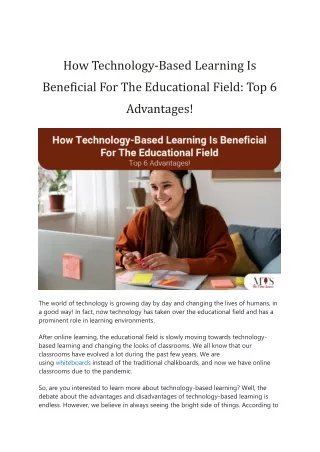 How Technology Based Learning Is Beneficial For The Educational Field  Top 6 Advantages