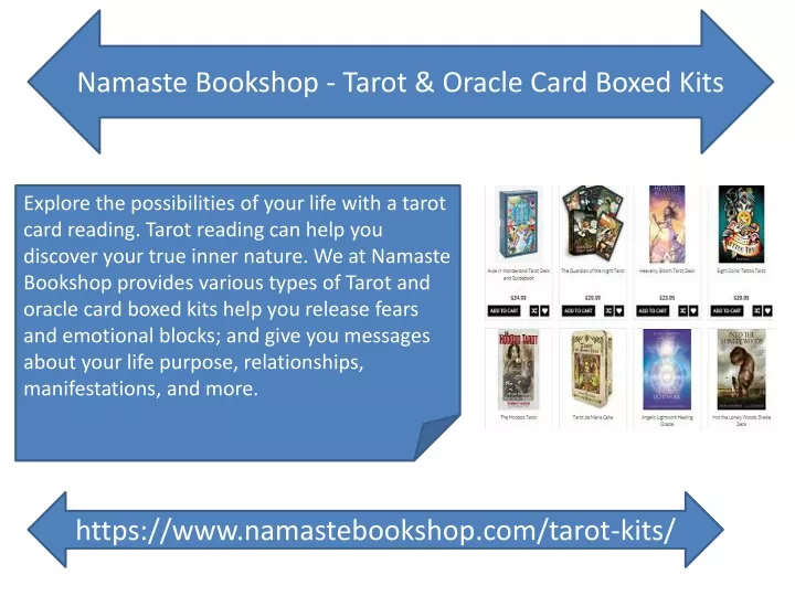 namaste bookshop tarot oracle card boxed kits