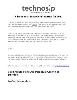 5 Steps to a Successful Startup for 2022