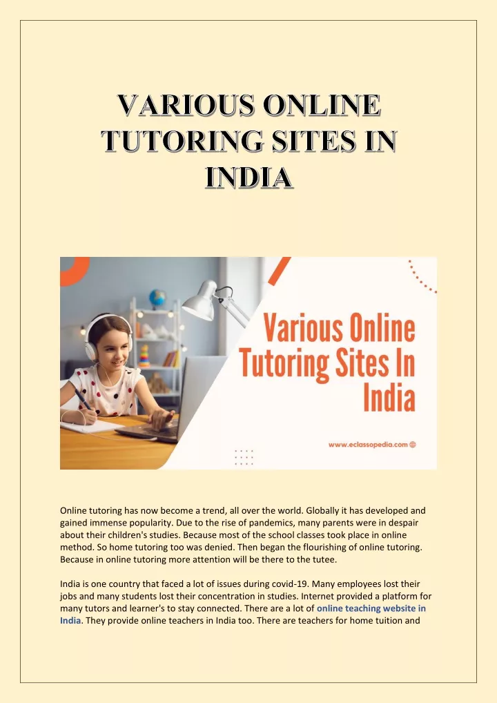 online tutoring has now become a trend all over