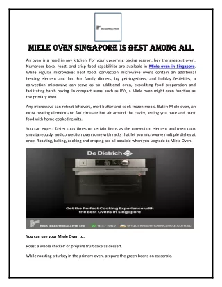 Miele Oven Singapore is Best Among all