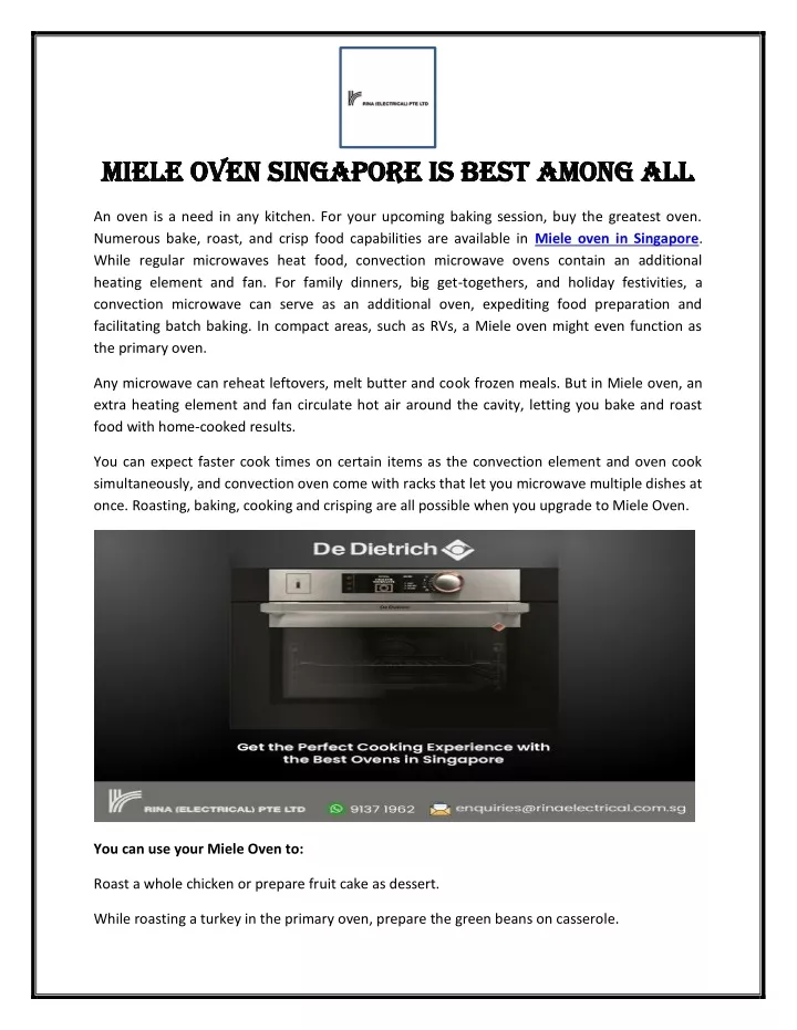 miele oven singapore is best among all miele oven