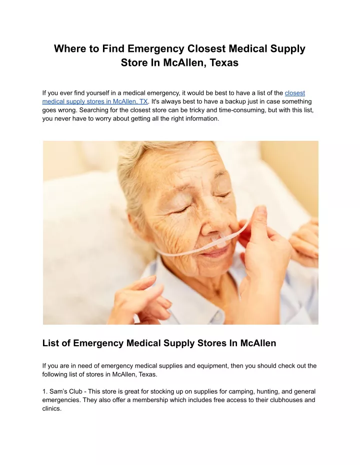 where to find emergency closest medical supply