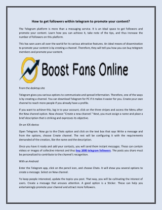 How to get followers within telegram to promote your content
