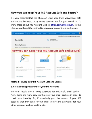 how you can keep your ms account safe and secure