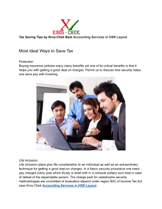 Tax Saving Tips by Kros-Chek Best Accounting Services in HSR Layout