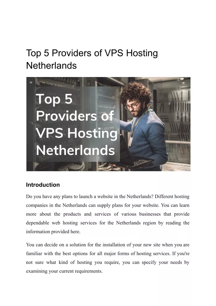 top 5 providers of vps hosting netherlands