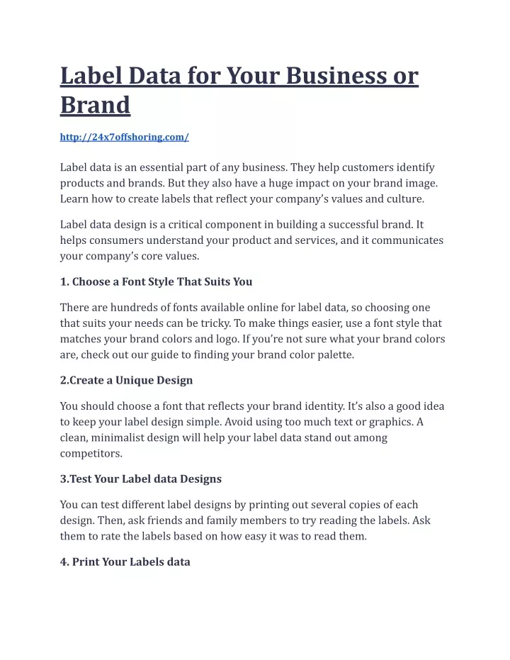 label data for your business or brand