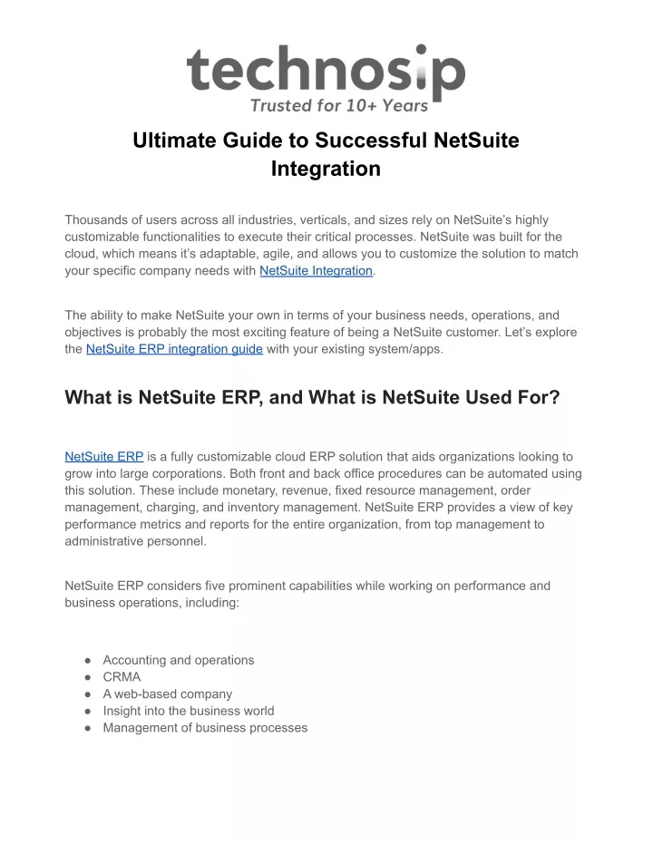 ultimate guide to successful netsuite integration