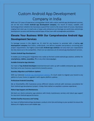 Custom Android App Development Company in India