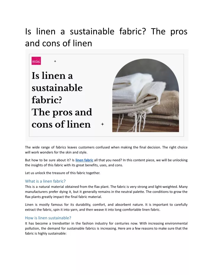 is linen a sustainable fabric the pros and cons