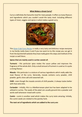 what makes a great curry
